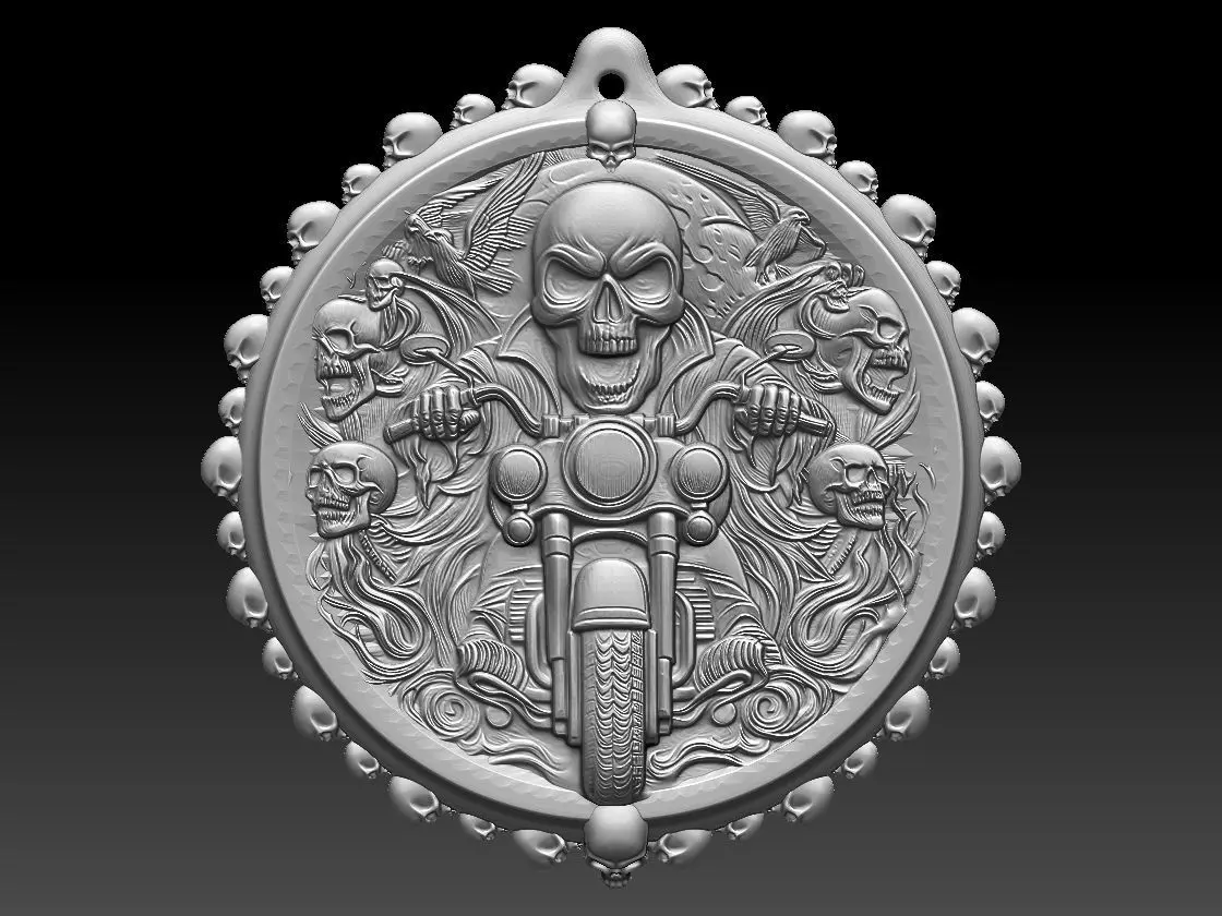 HM Skull Biker Keychain 006 3D print model