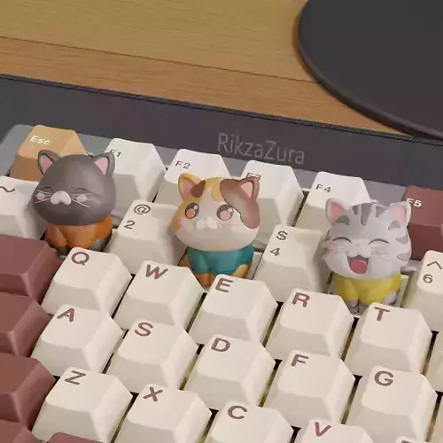 CUTE CAT KEYCAPS - MECHANICAL KEYBOARD 3D print model