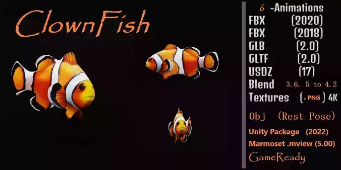 Clownfish Nemo Low-poly 3D model