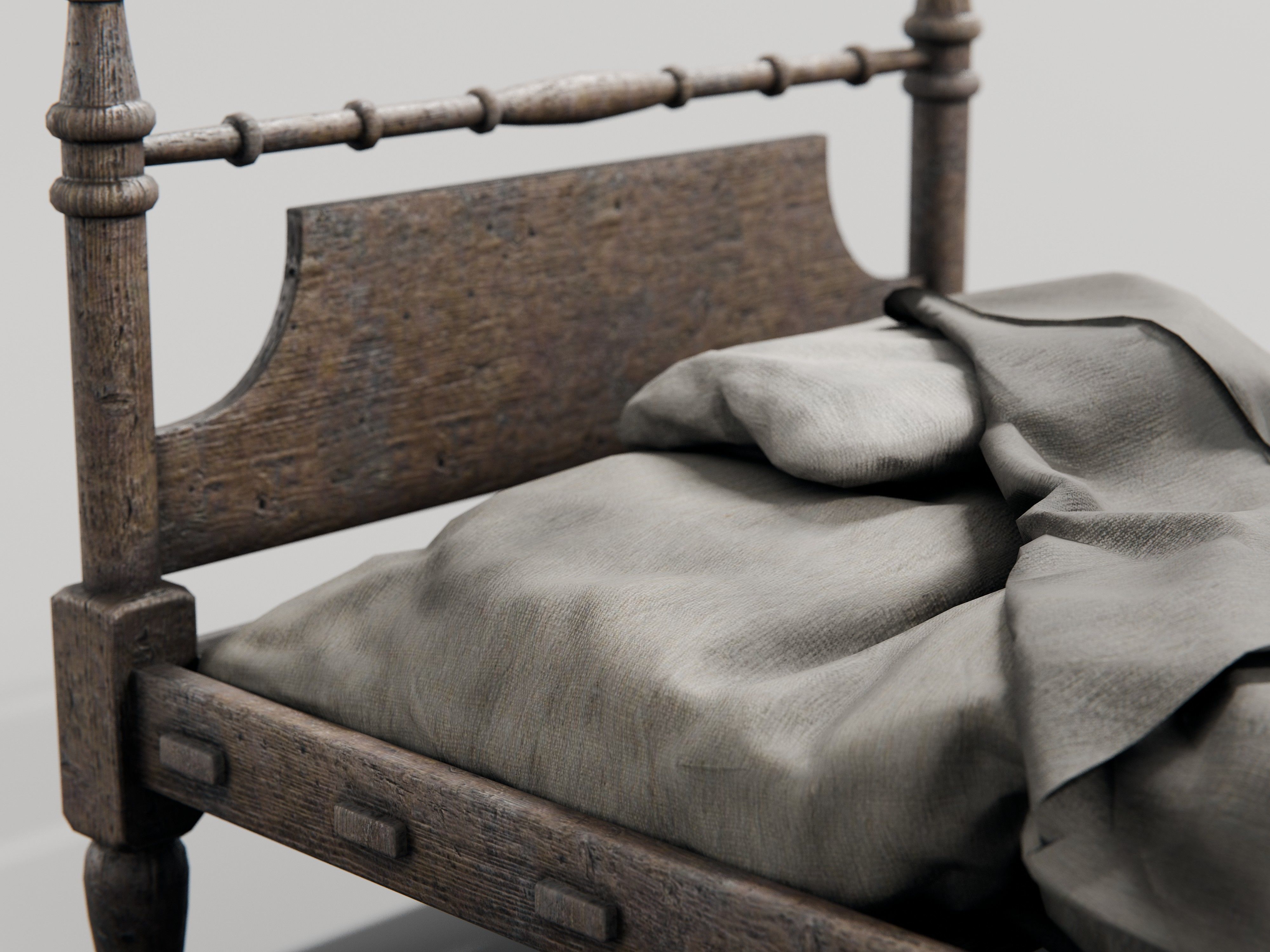 old medieval style beds 3D model_9