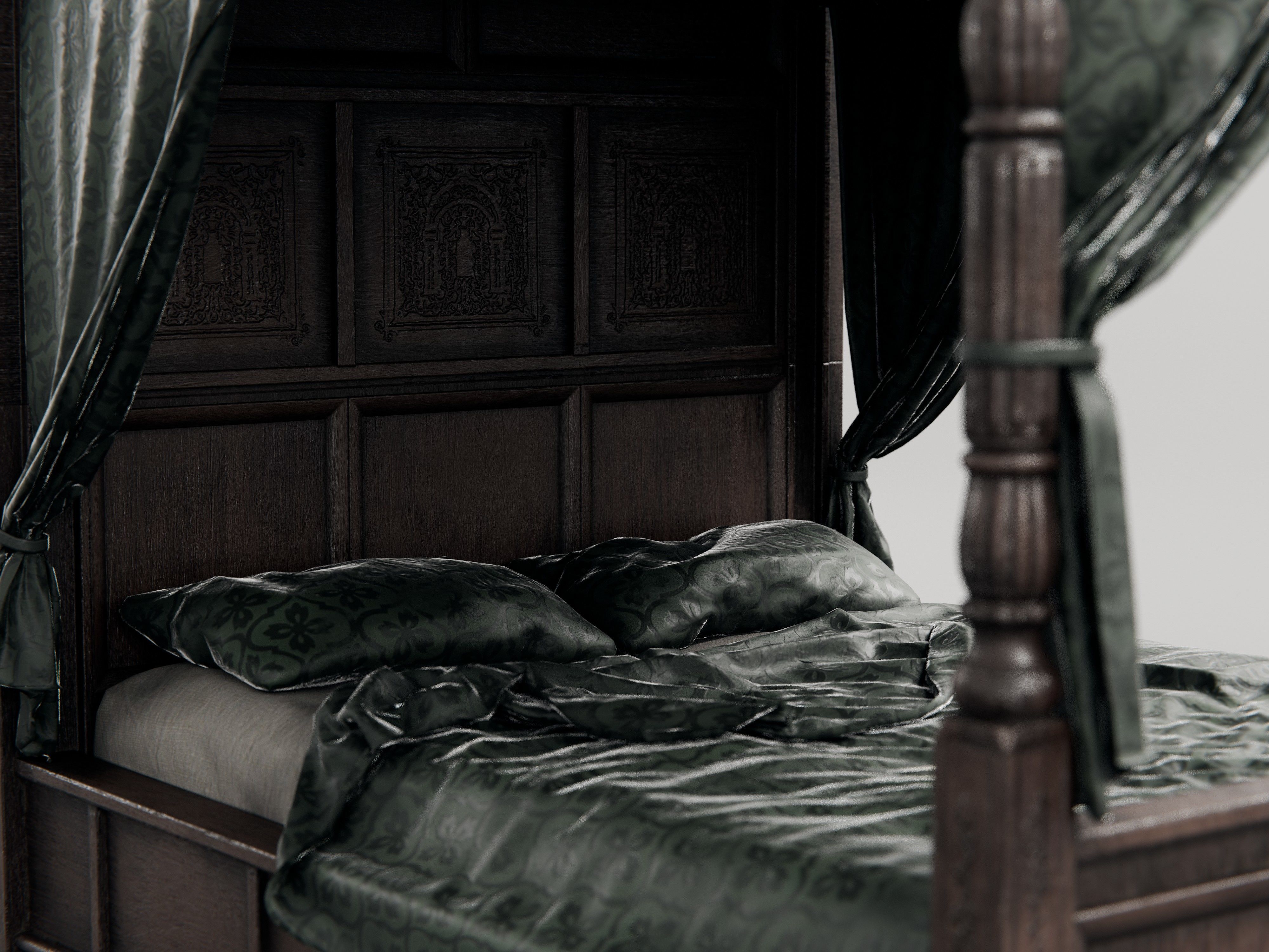 old medieval style beds 3D model_6