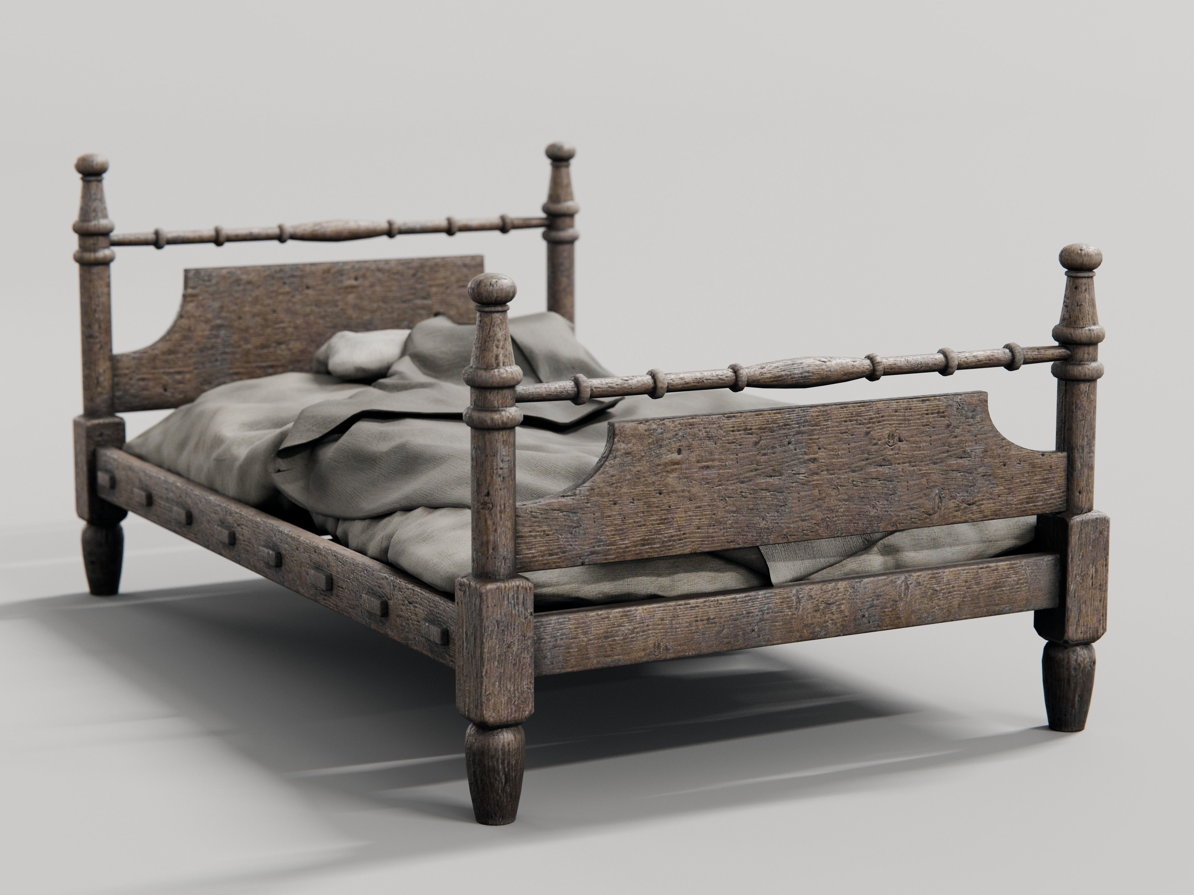 old medieval style beds 3D model_4