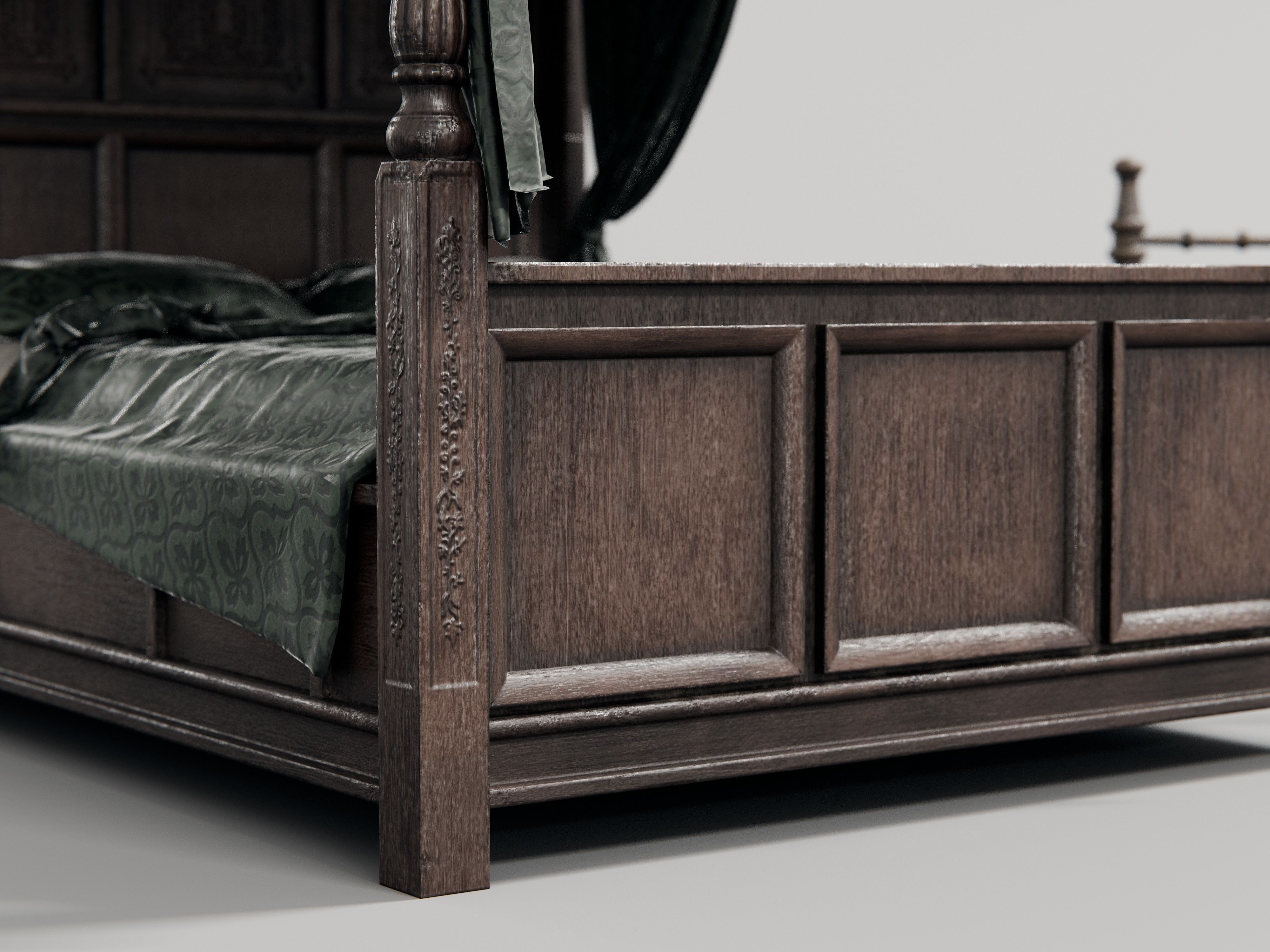 old medieval style beds 3D model_7