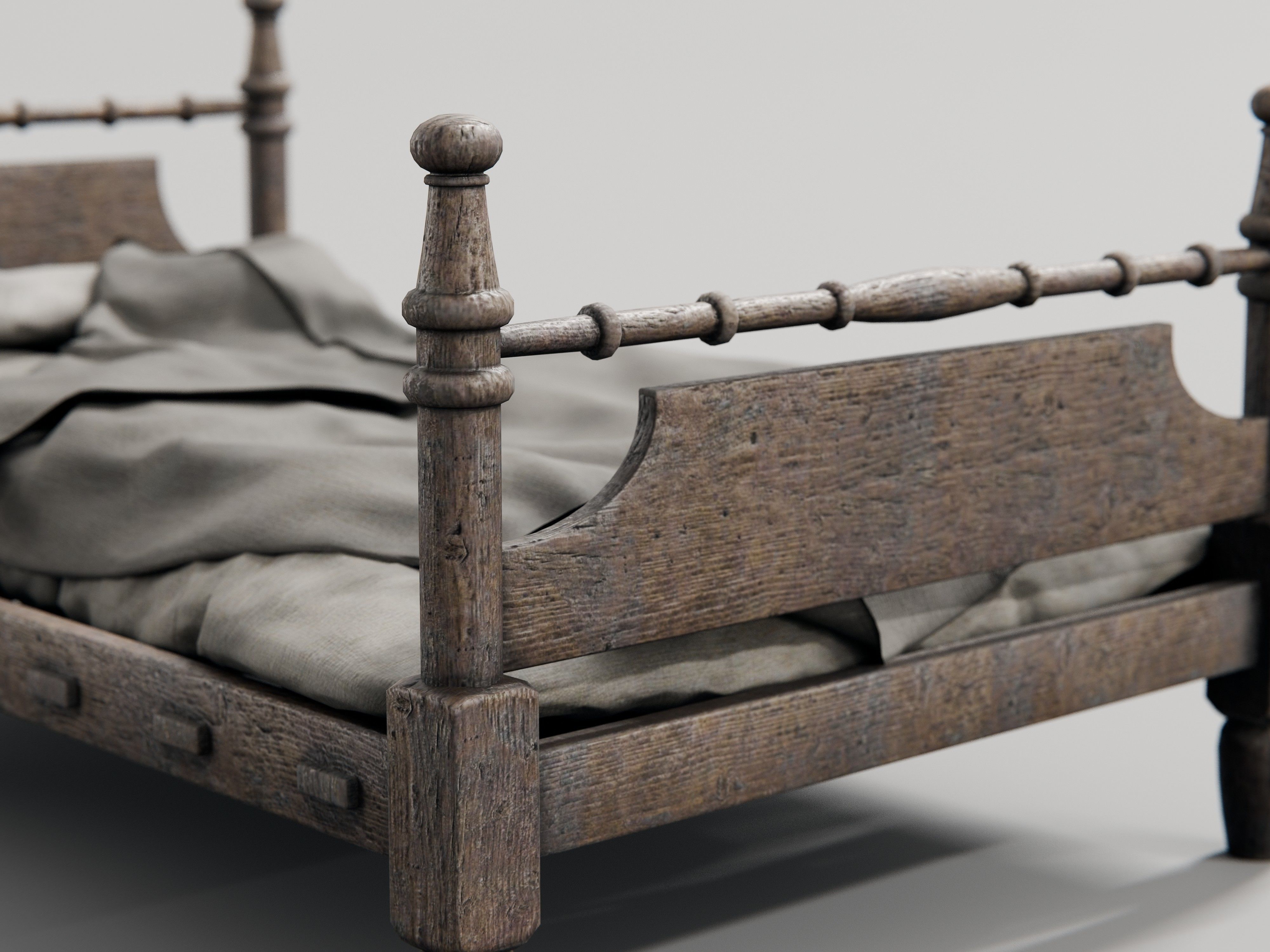 old medieval style beds 3D model_8