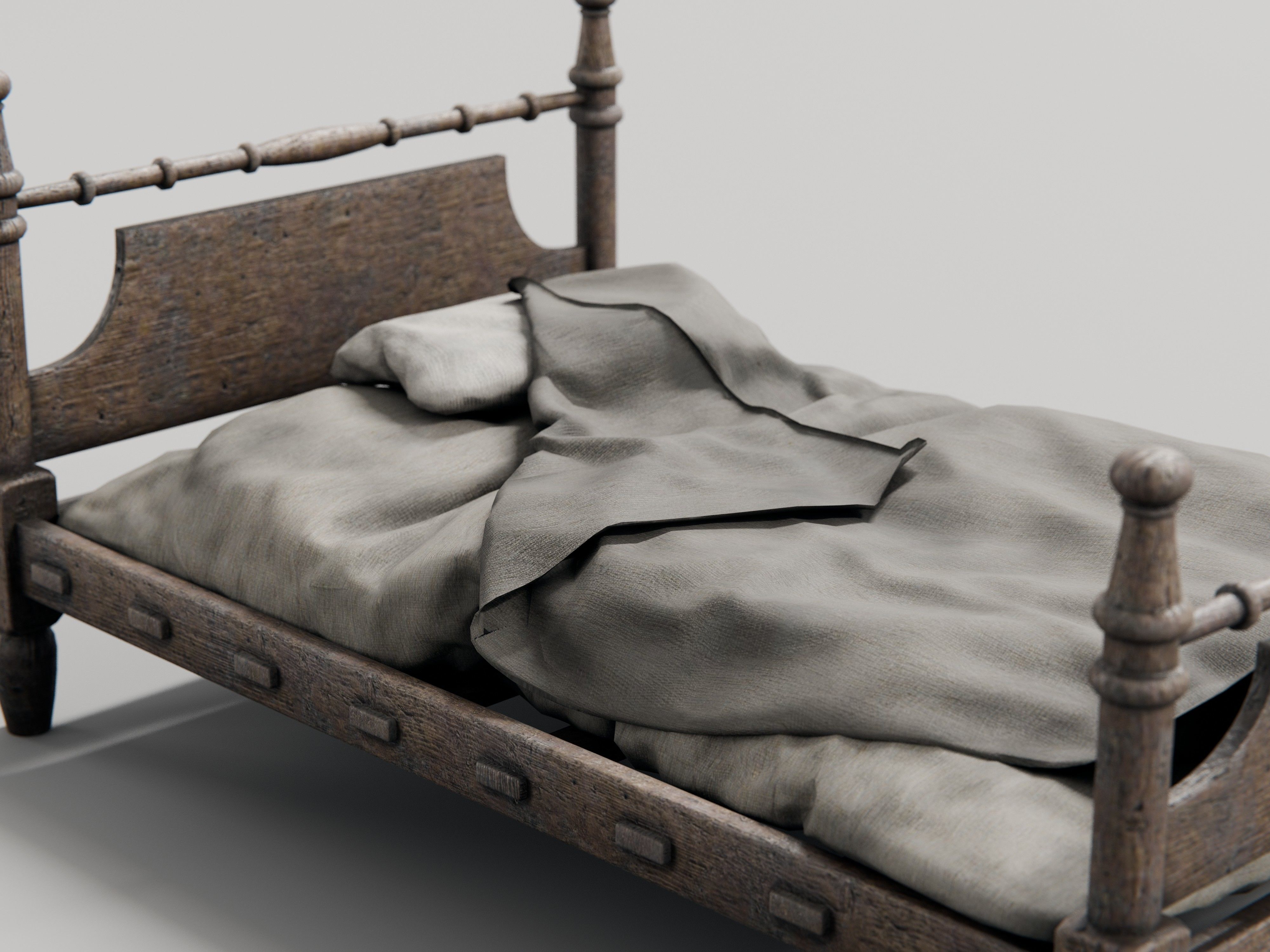 old medieval style beds 3D model_5
