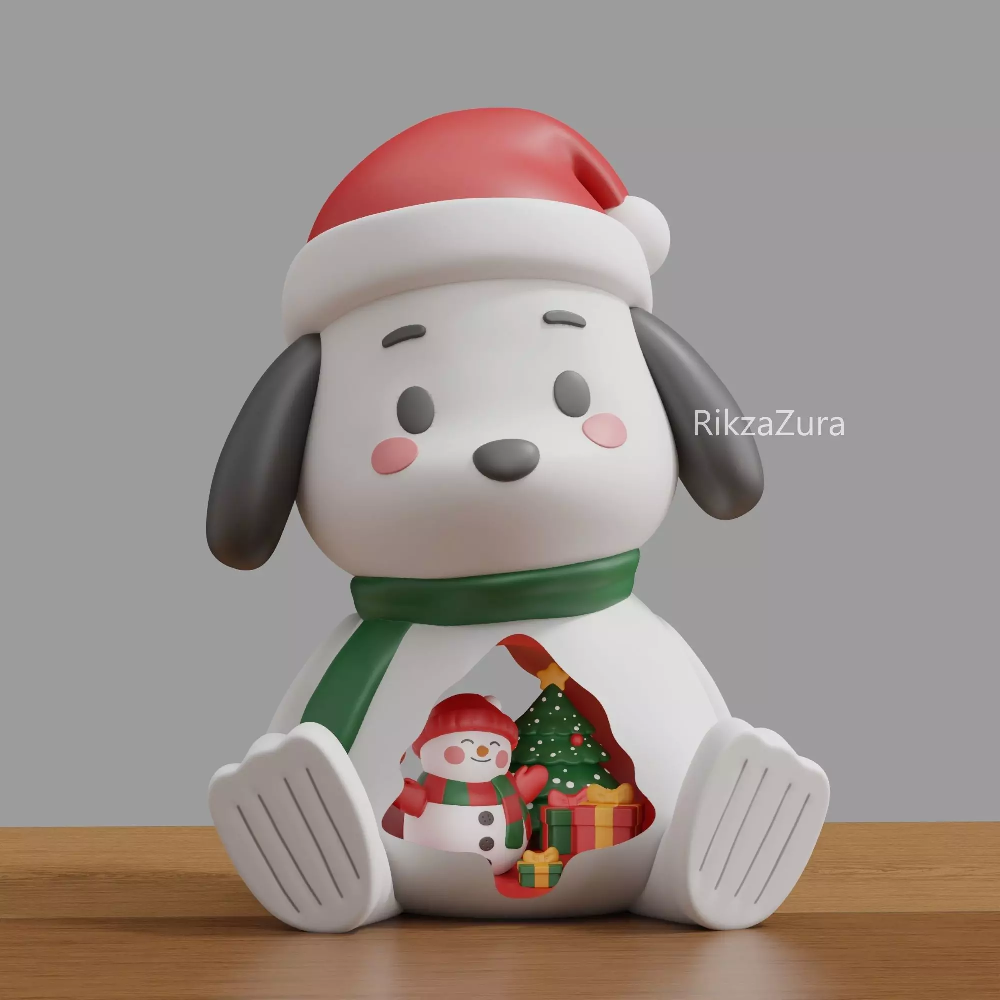 CUTE PUPPY CHRISTMAS - 3D ORNAMENT HOME DECOR 3D print model 3D print model_0