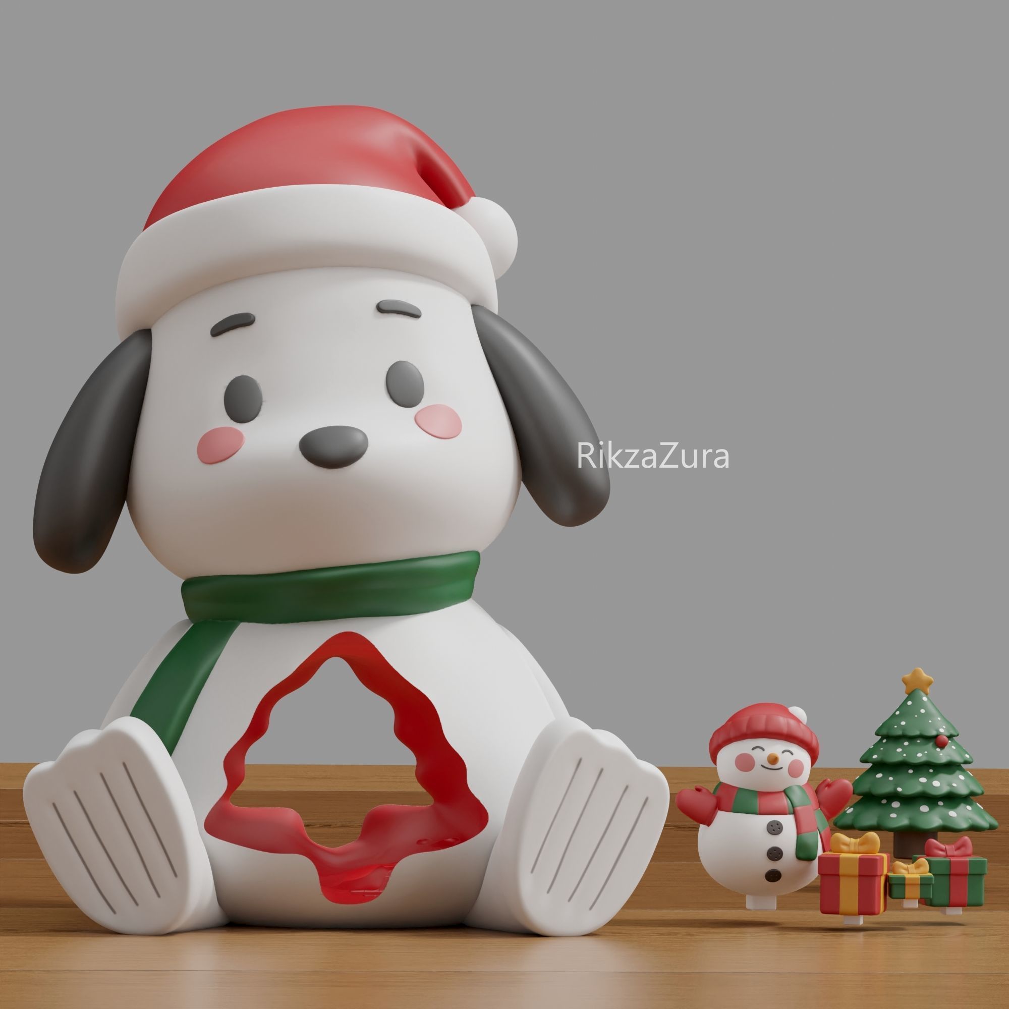 CUTE PUPPY CHRISTMAS - 3D ORNAMENT HOME DECOR 3D print model 3D print model_5