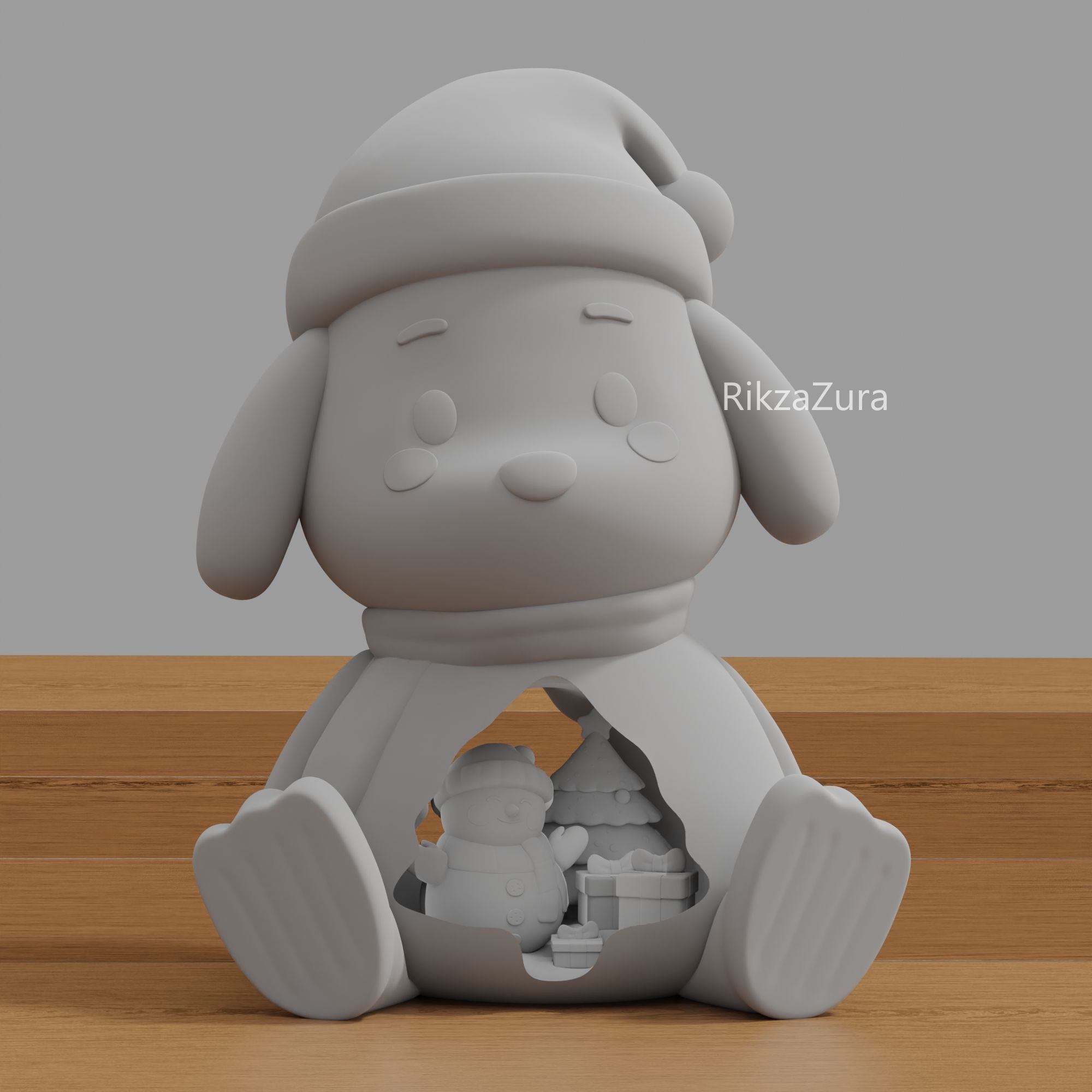 CUTE PUPPY CHRISTMAS - 3D ORNAMENT HOME DECOR 3D print model 3D print model_4