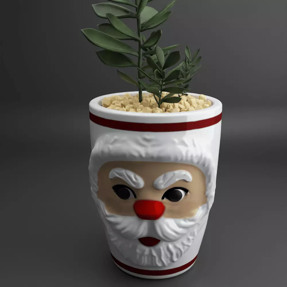 santa clause planter - vase - urn - candy dish - candle holder 3D print model_0