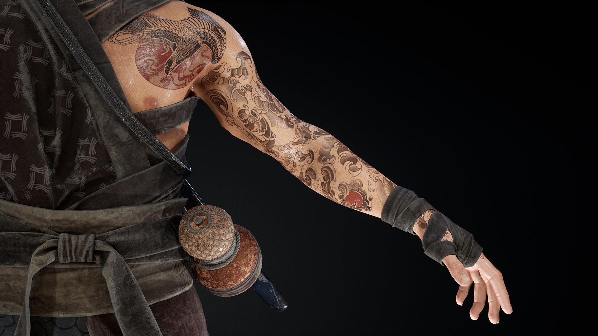 Asian warriors pack Low-poly 3D model_29