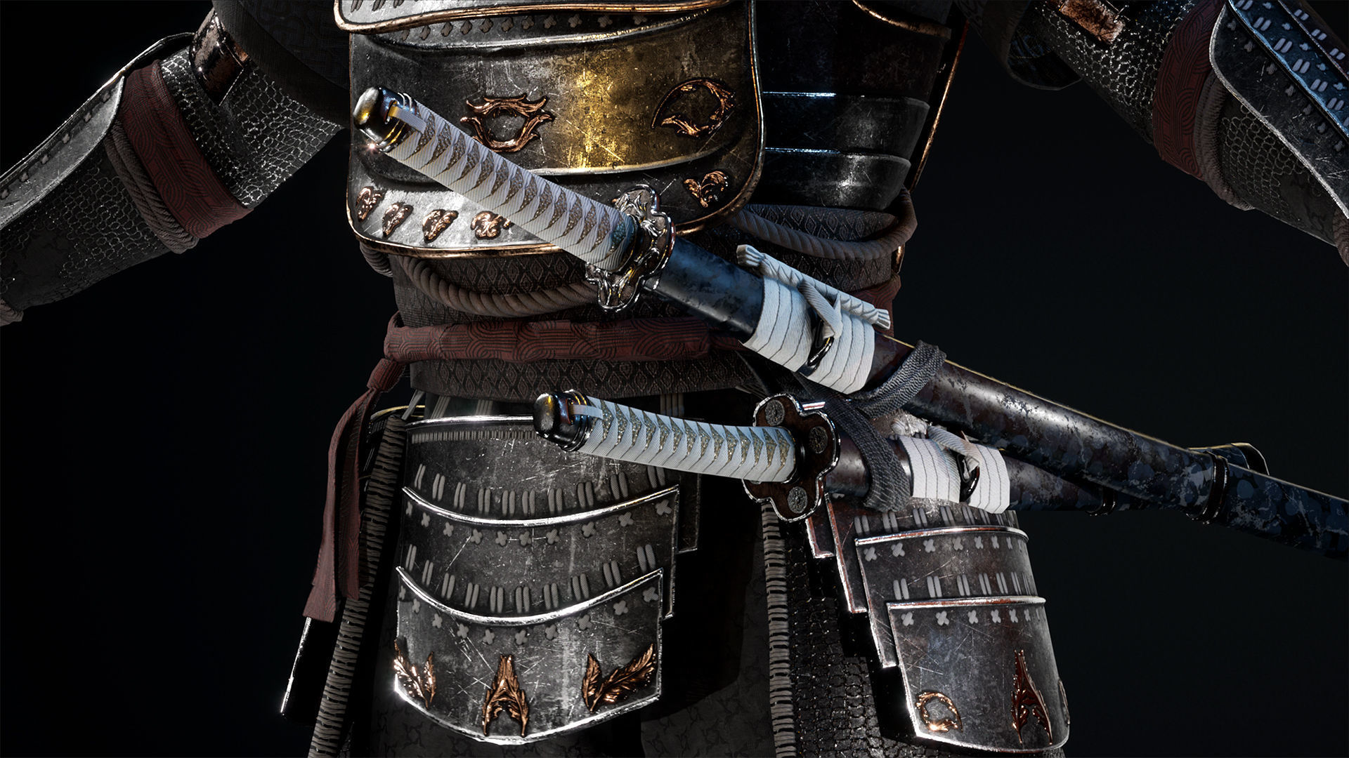 Asian warriors pack Low-poly 3D model_4