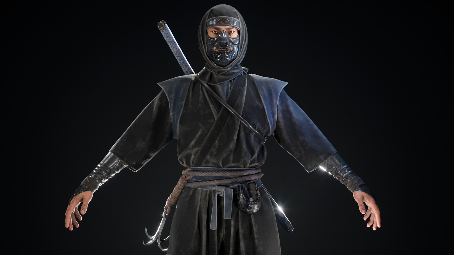 Asian warriors pack Low-poly 3D model_40