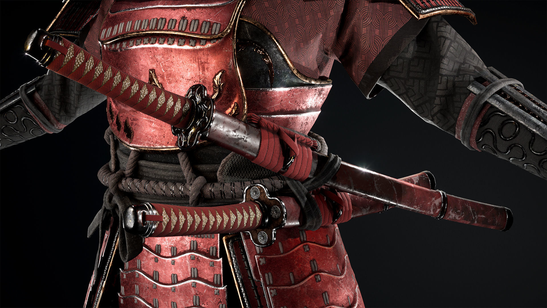 Asian warriors pack Low-poly 3D model_12