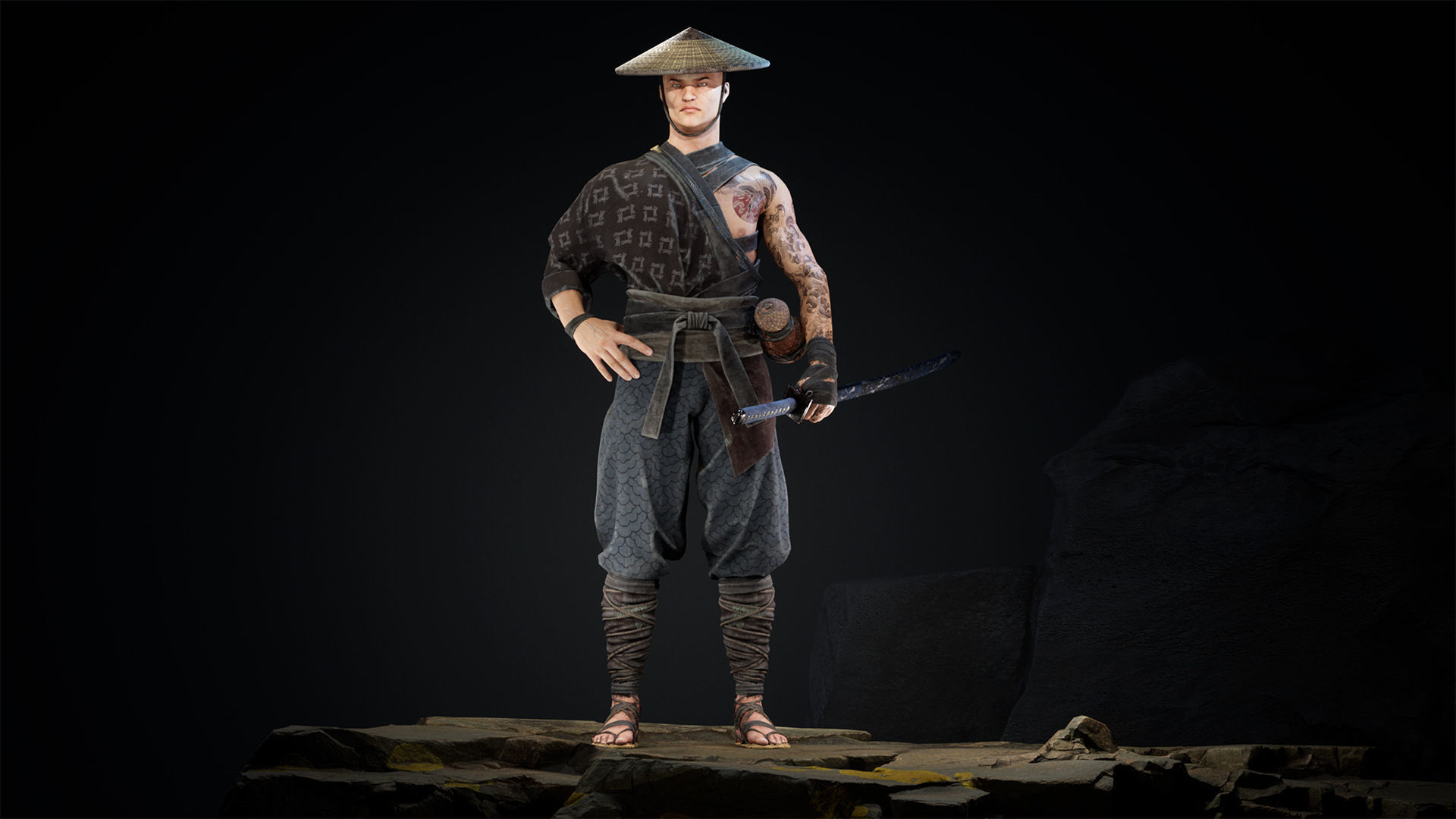 Asian warriors pack Low-poly 3D model_28