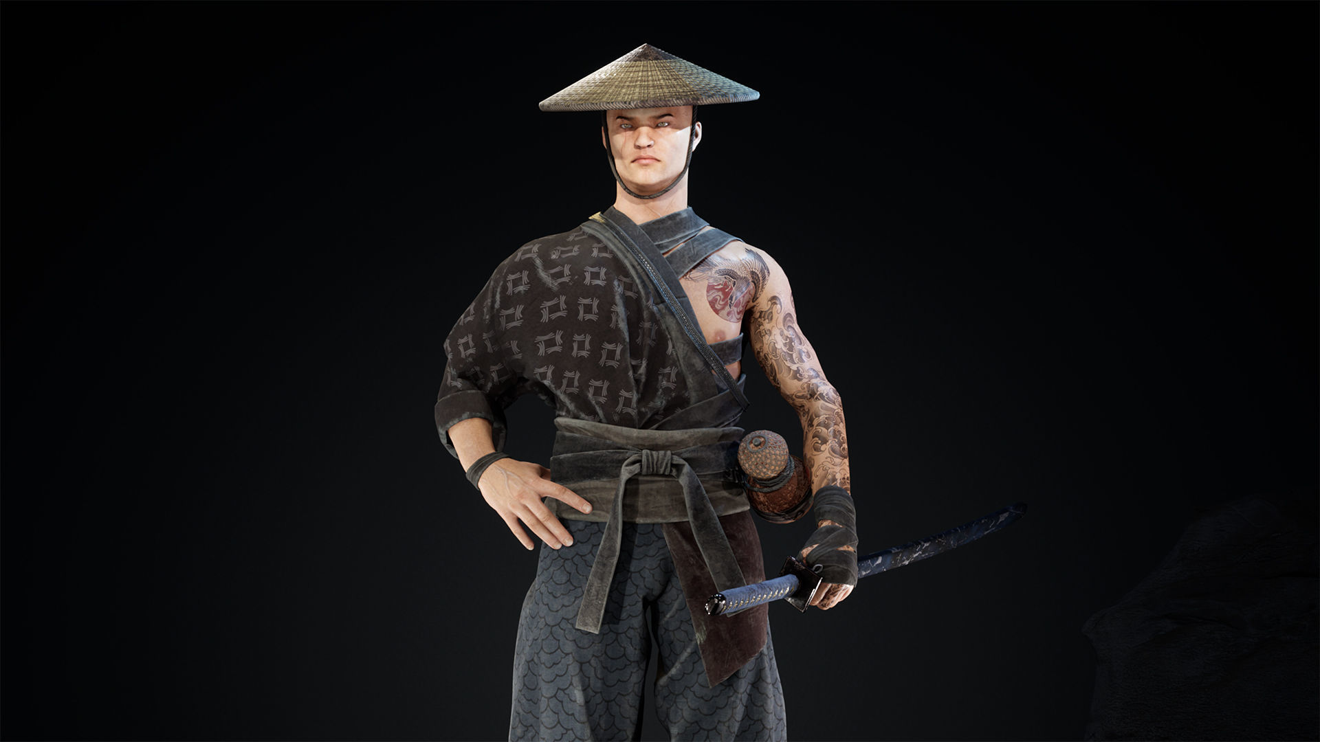 Asian warriors pack Low-poly 3D model_26