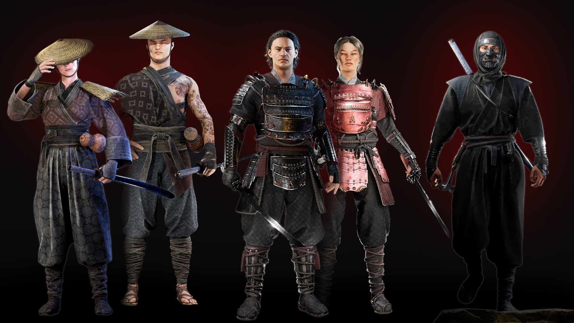 Asian warriors pack Low-poly 3D model_2