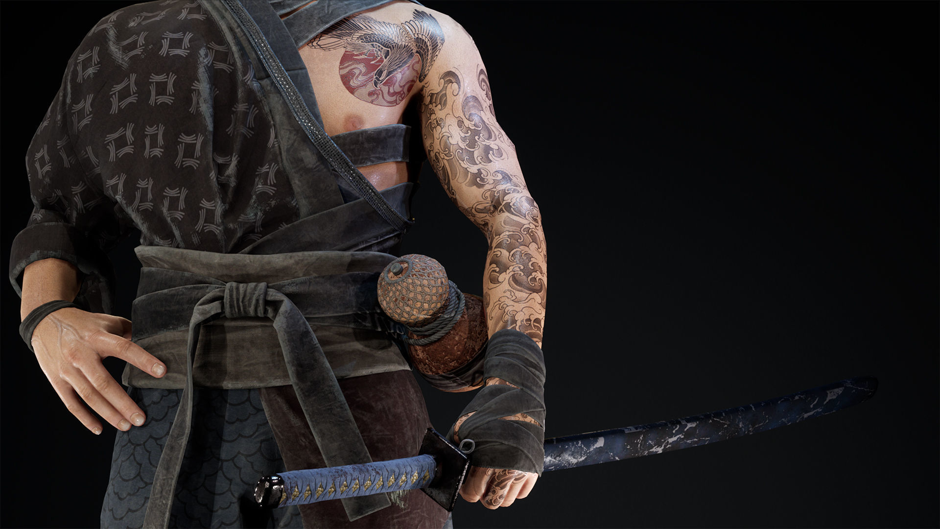 Asian warriors pack Low-poly 3D model_27