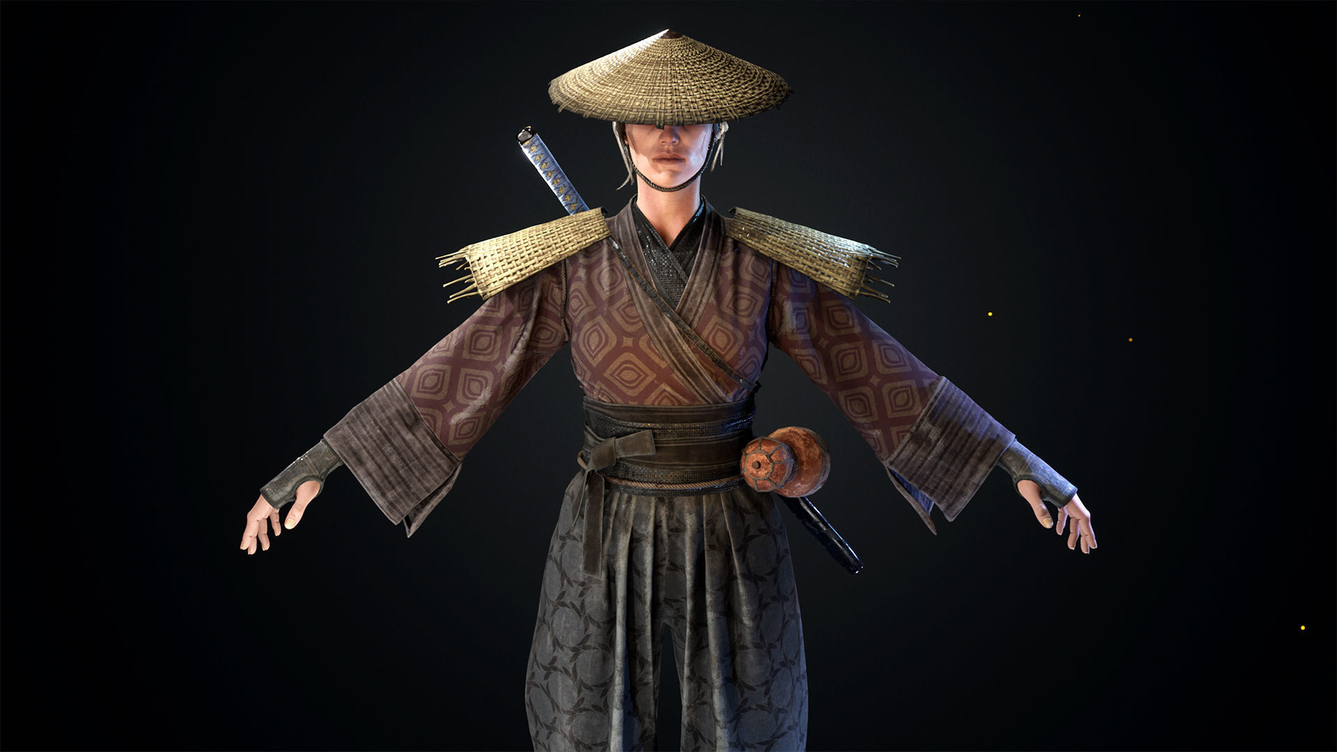 Asian warriors pack Low-poly 3D model_21