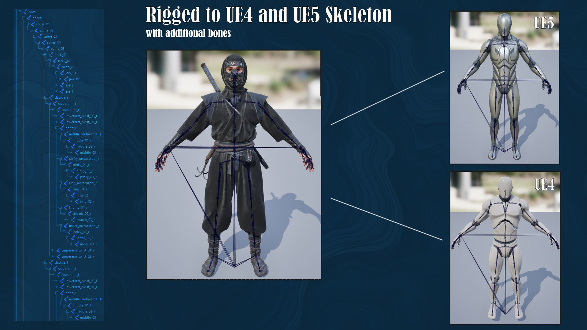 Asian warriors pack Low-poly 3D model_47