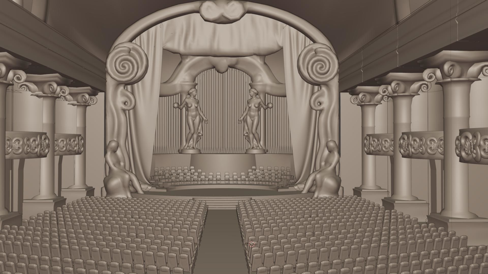Symphony Hall Low polygon set Low-poly 3D model_21