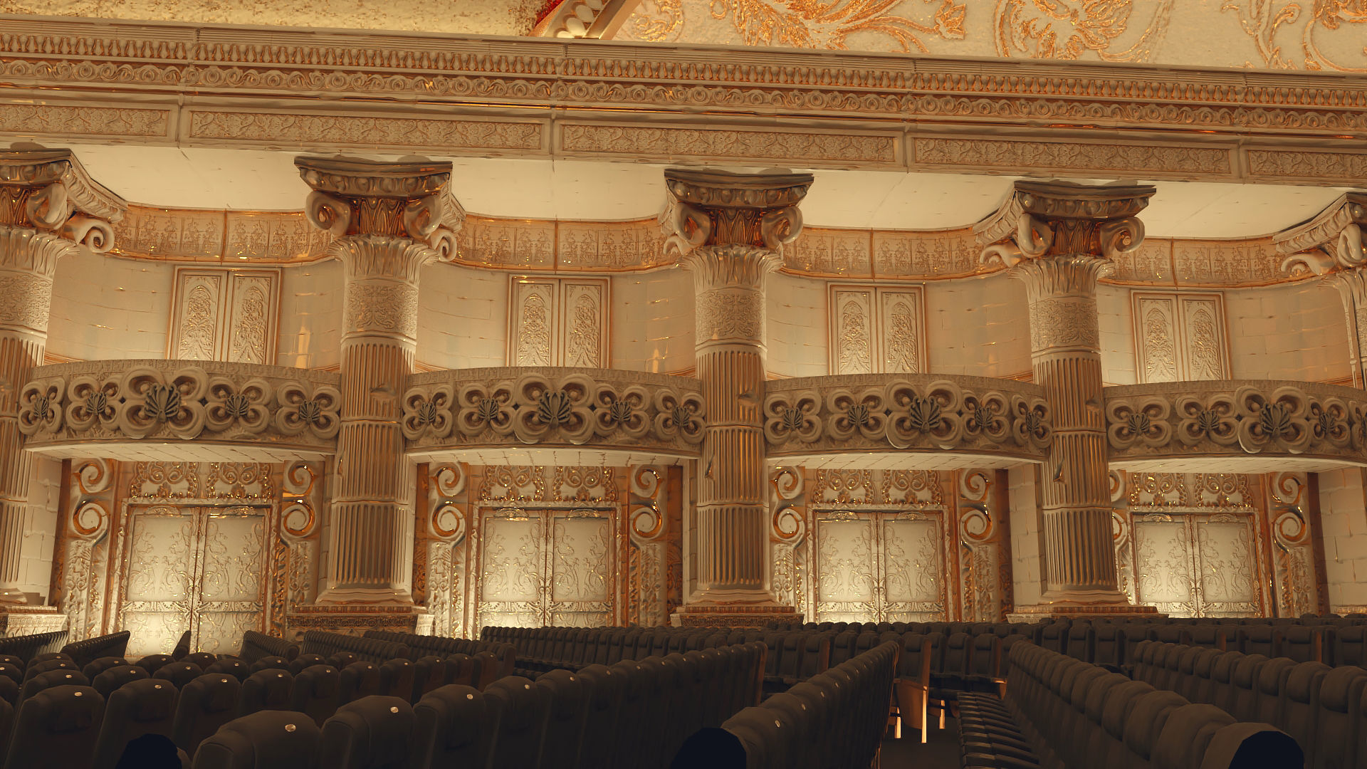 Symphony Hall Low polygon set Low-poly 3D model_10