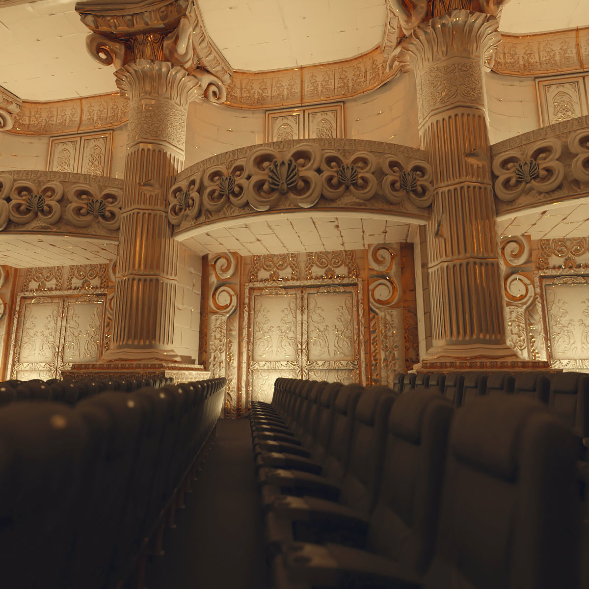 Symphony Hall Low polygon set Low-poly 3D model_6