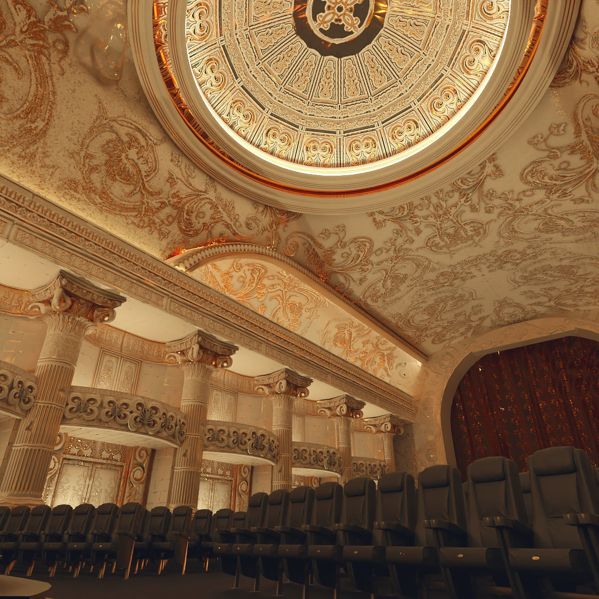 Symphony Hall Low polygon set Low-poly 3D model_12