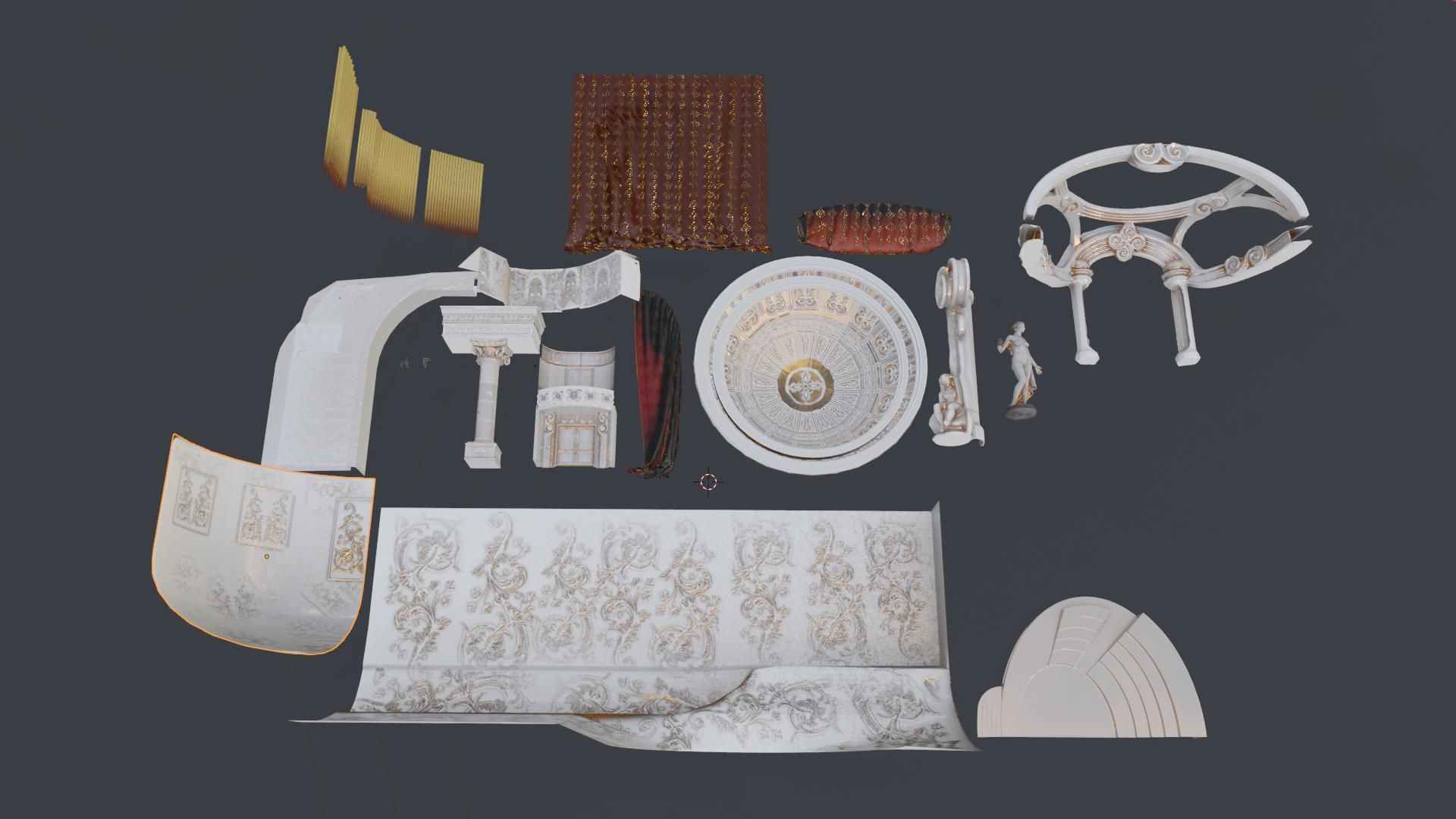 Symphony Hall Low polygon set Low-poly 3D model_23