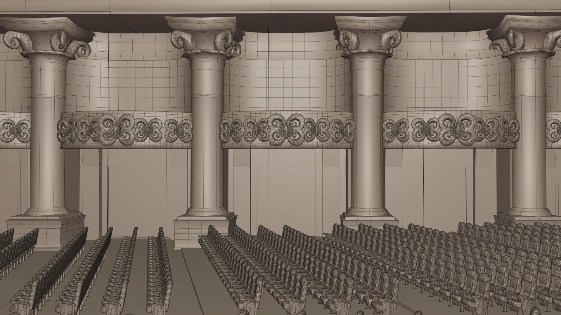 Symphony Hall Low polygon set Low-poly 3D model_20