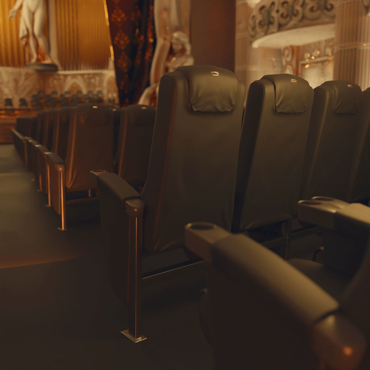 Symphony Hall Low polygon set Low-poly 3D model_17