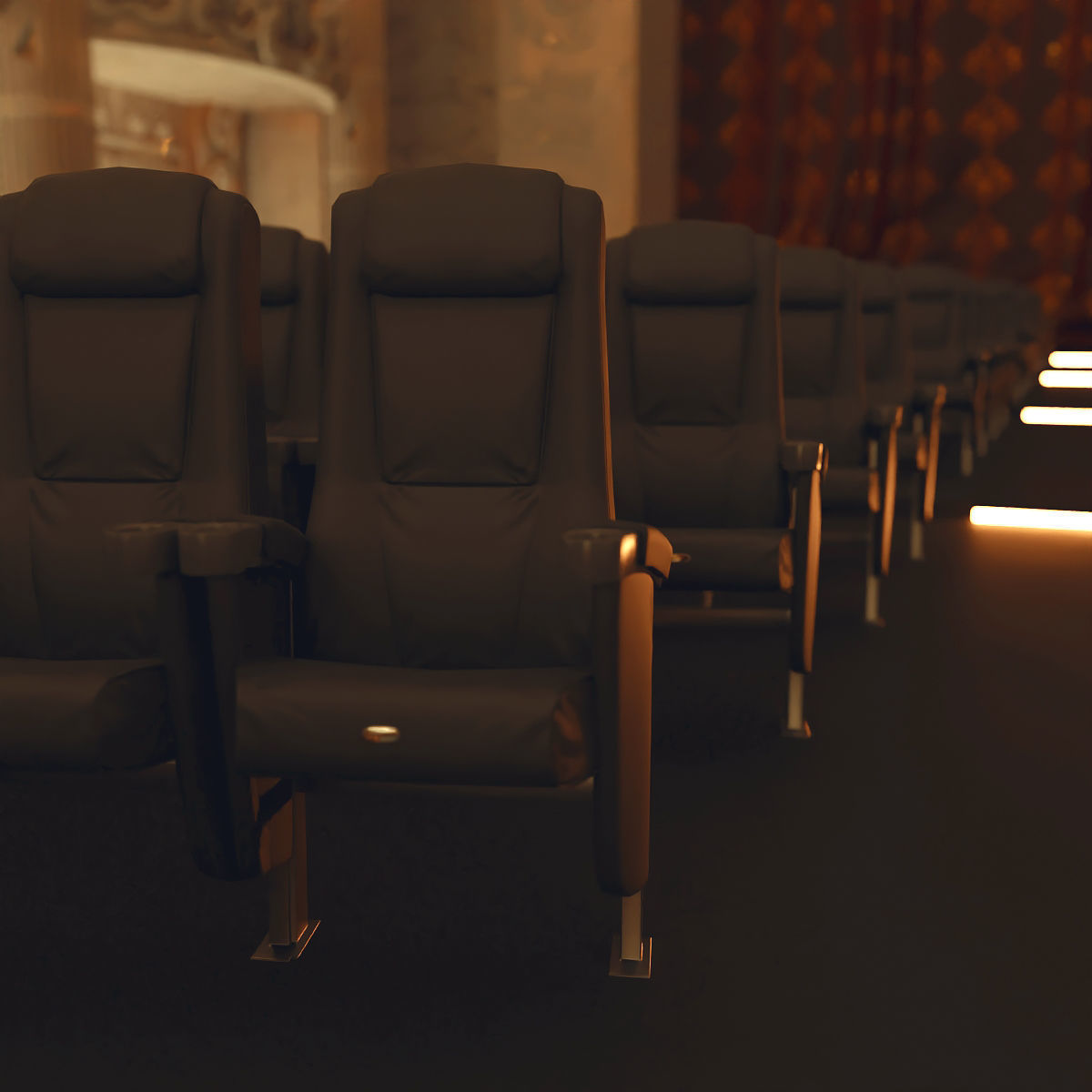 Symphony Hall Low polygon set Low-poly 3D model_16