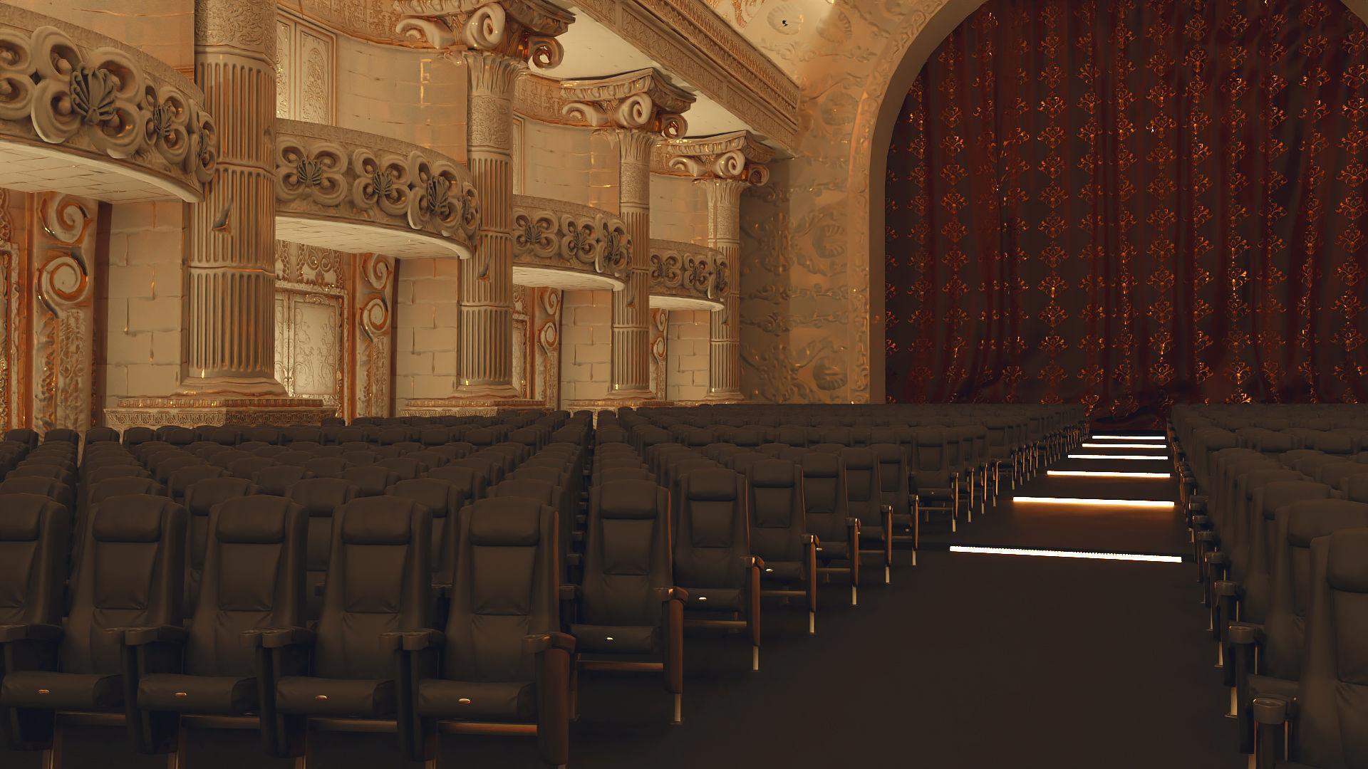 Symphony Hall Low polygon set Low-poly 3D model_15