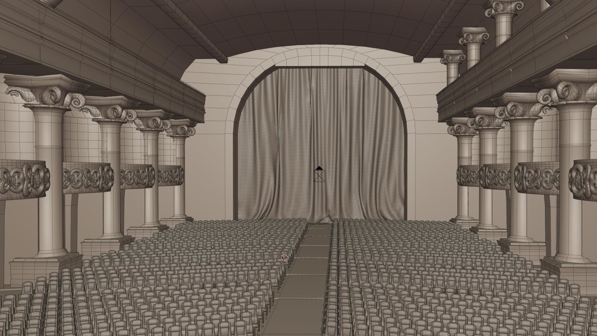 Symphony Hall Low polygon set Low-poly 3D model_19