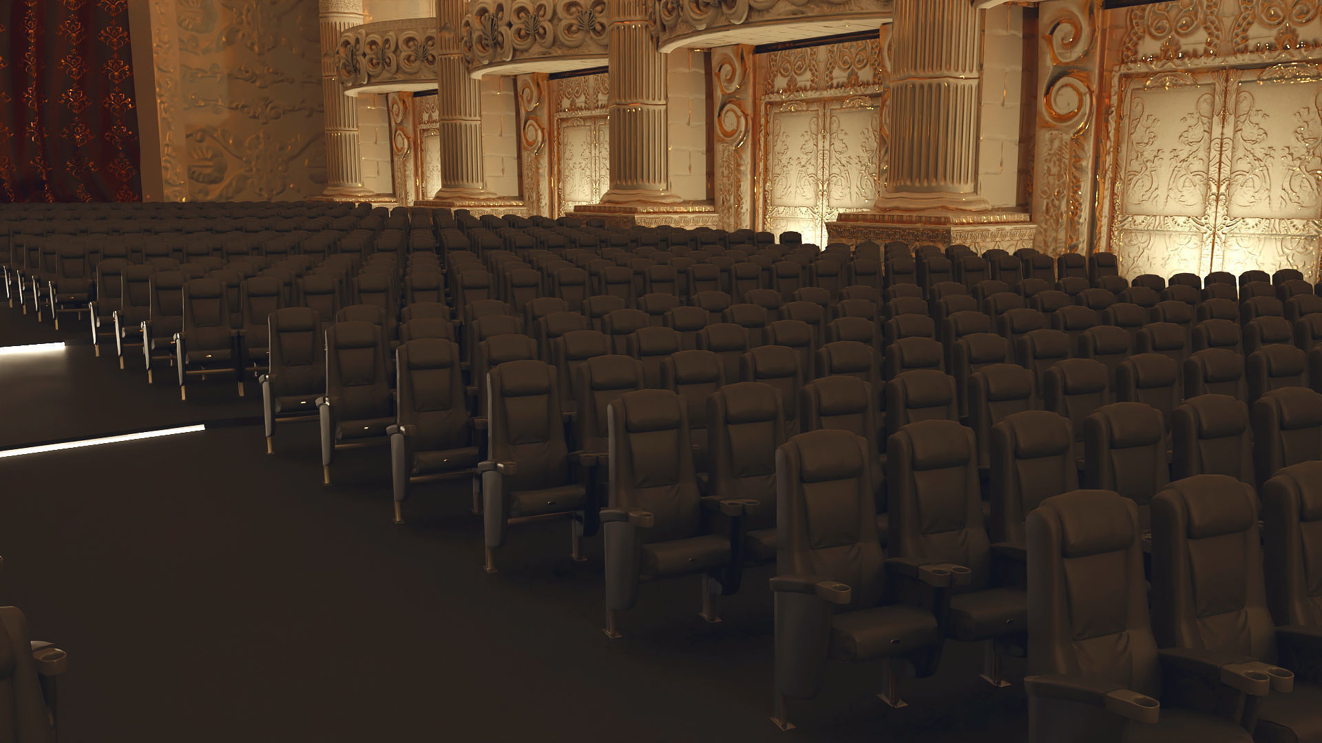 Symphony Hall Low polygon set Low-poly 3D model_14