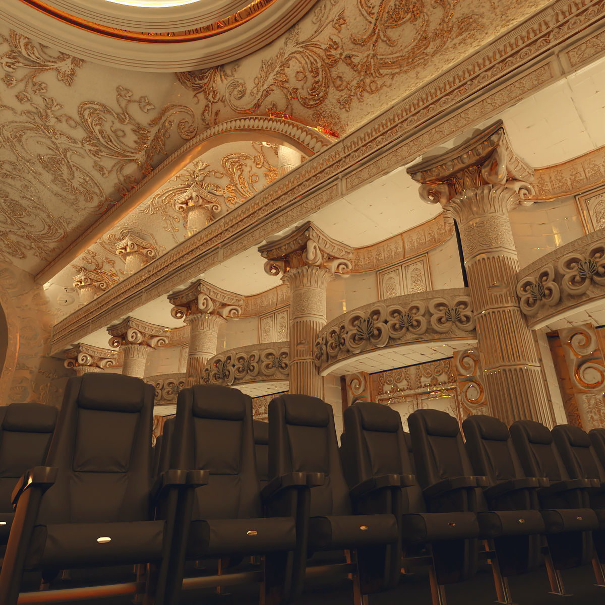 Symphony Hall Low polygon set Low-poly 3D model_11