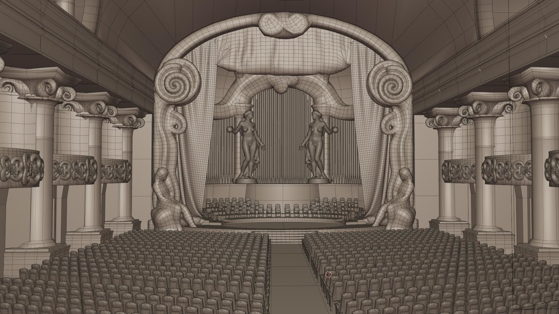 Symphony Hall Low polygon set Low-poly 3D model_18