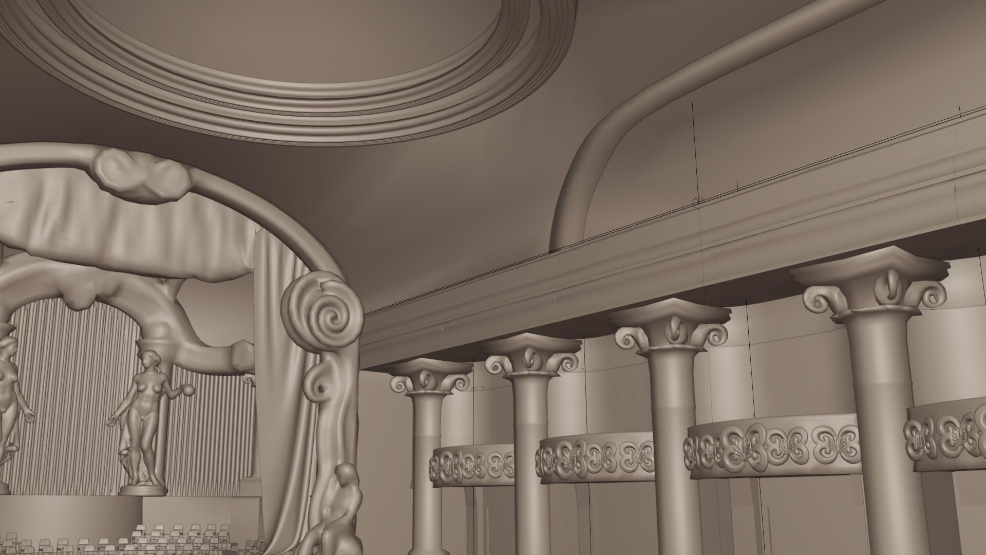 Symphony Hall Low polygon set Low-poly 3D model_22