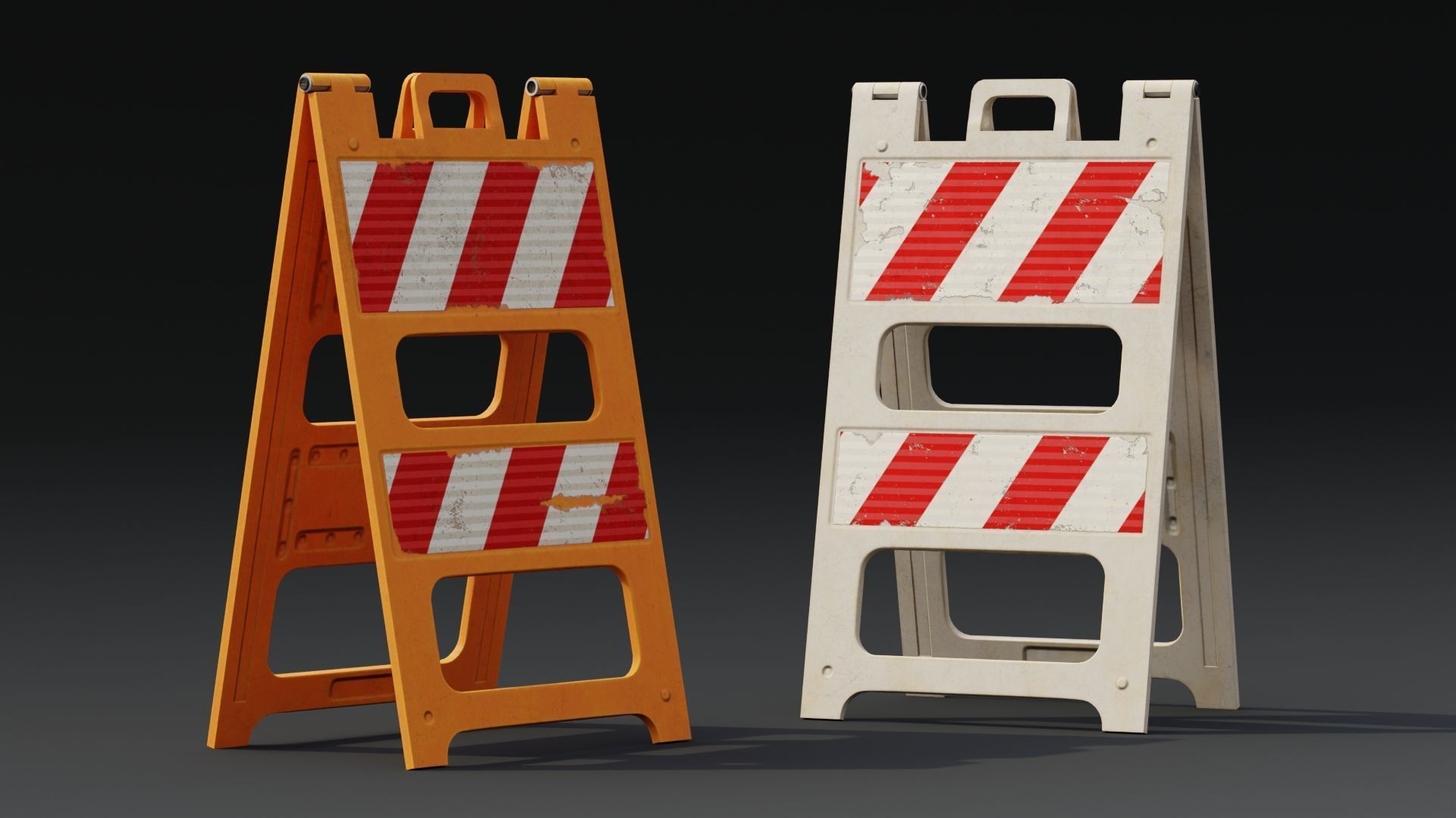 Plastic Barricade B  PBR Game-Ready Low-poly 3D model_1