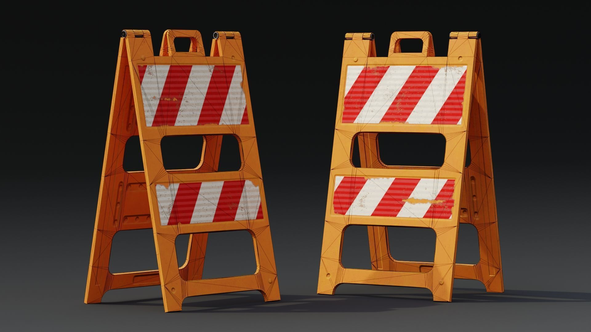 Plastic Barricade B  PBR Game-Ready Low-poly 3D model_3