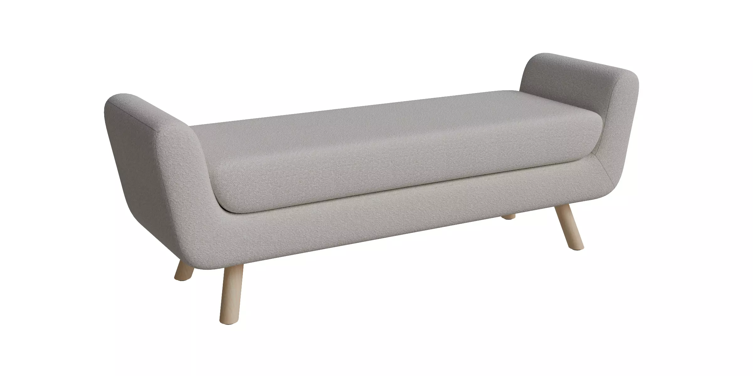 Beige Fabric Light Wooden Bench Low-poly 3D model