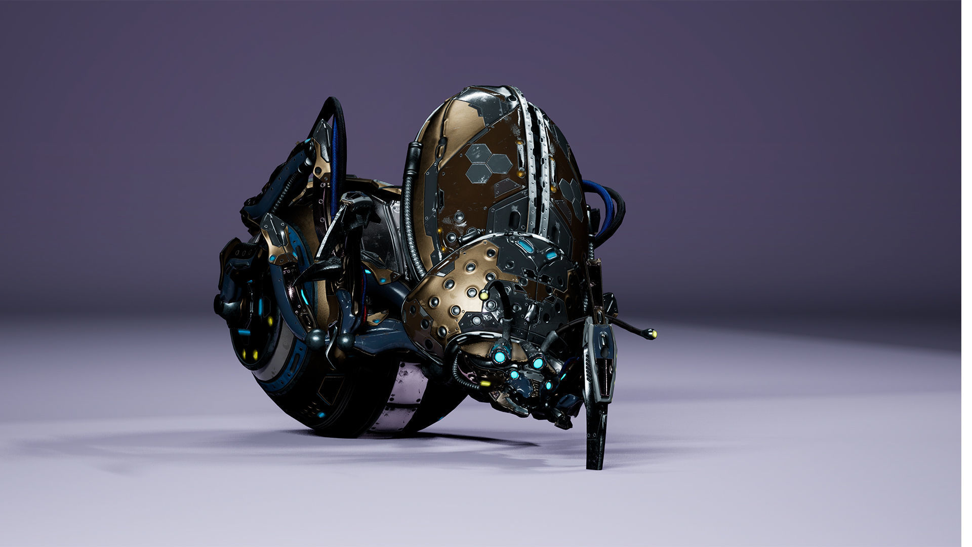 Sci-Fi Insect Miner Beetle Low-poly 3D model_9
