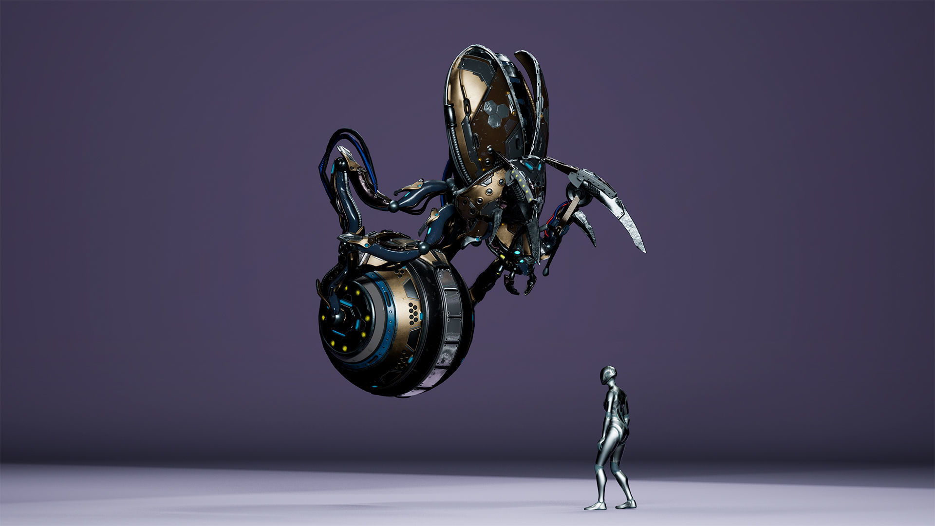 Sci-Fi Insect Miner Beetle Low-poly 3D model_10