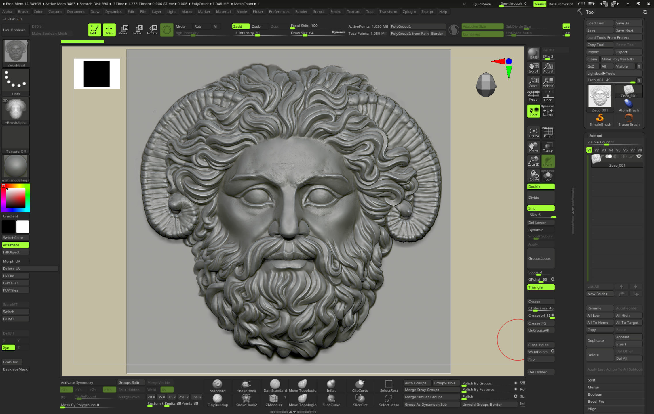 Roman Greek Zeus Sculptural wall relief plaque 3D print model_26