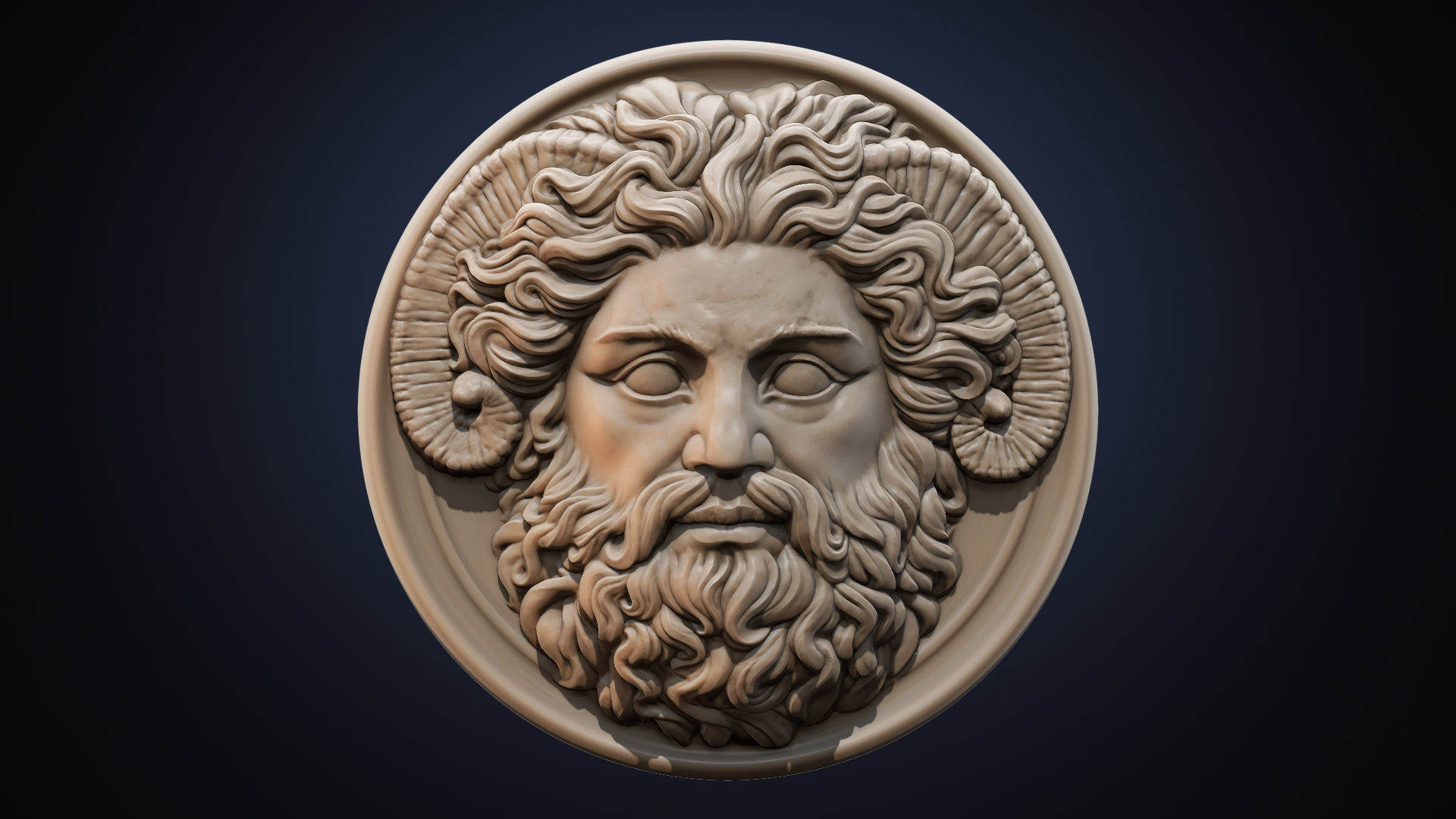 Roman Greek Zeus Sculptural wall relief plaque 3D print model_12