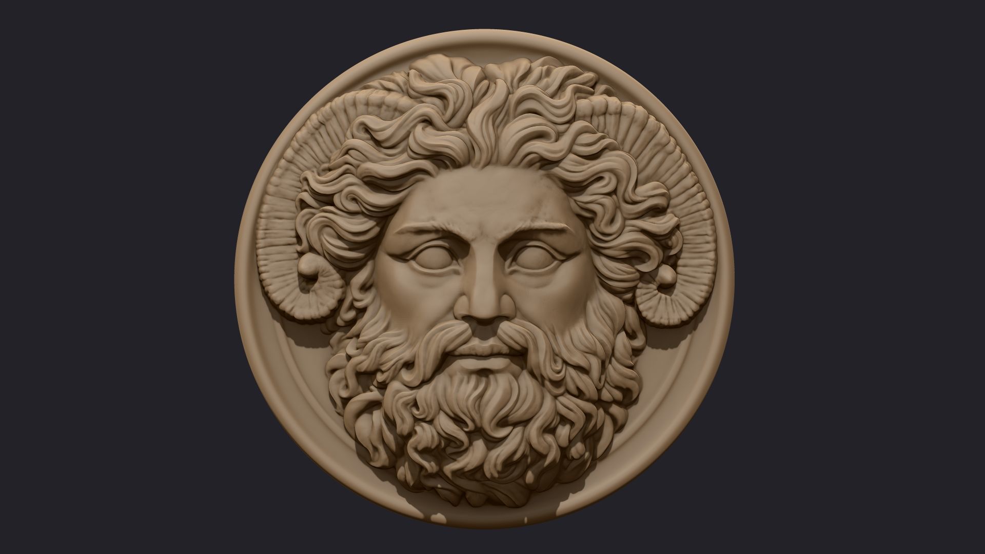 Roman Greek Zeus Sculptural wall relief plaque 3D print model_2