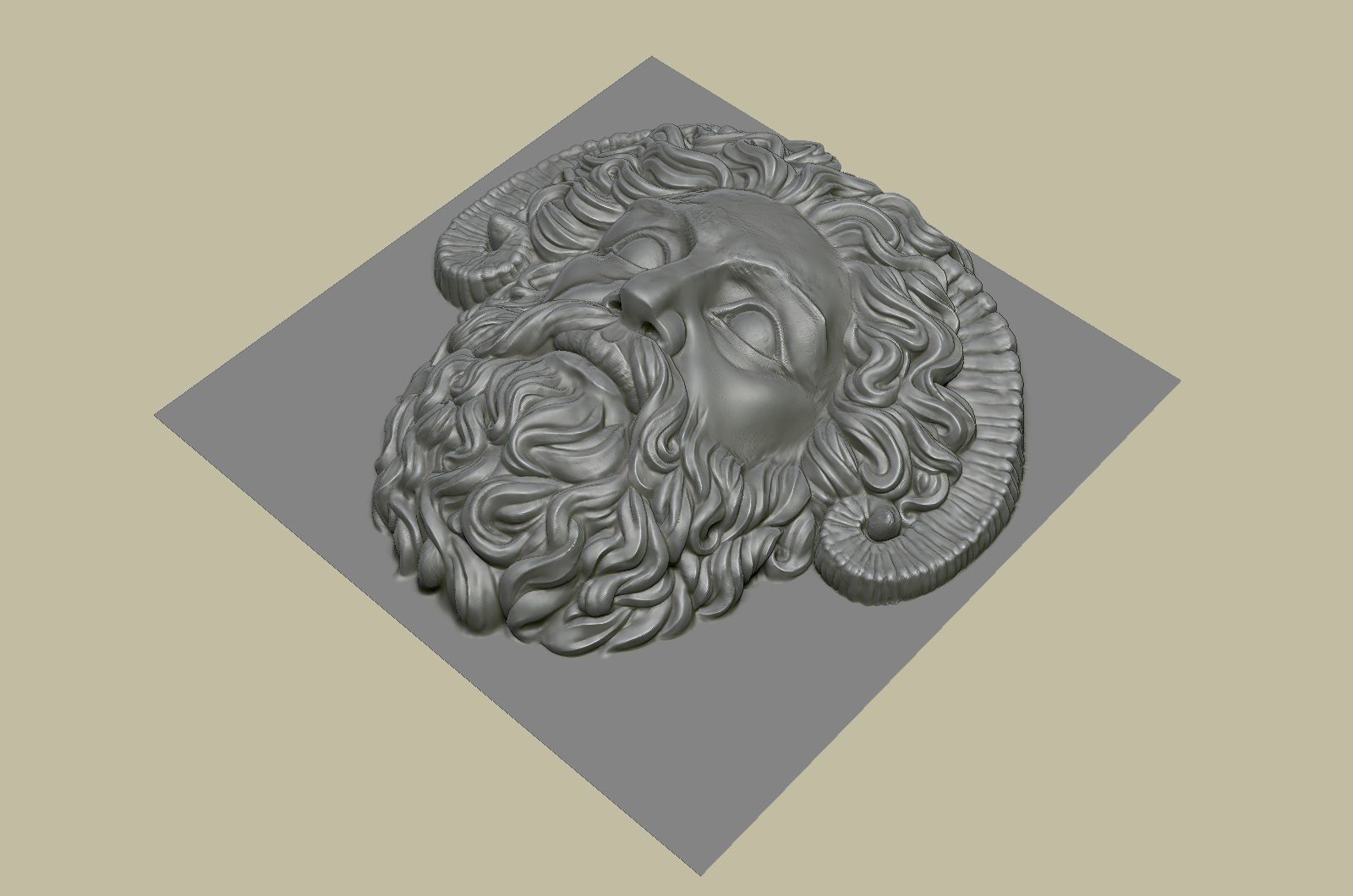 Roman Greek Zeus Sculptural wall relief plaque 3D print model_30
