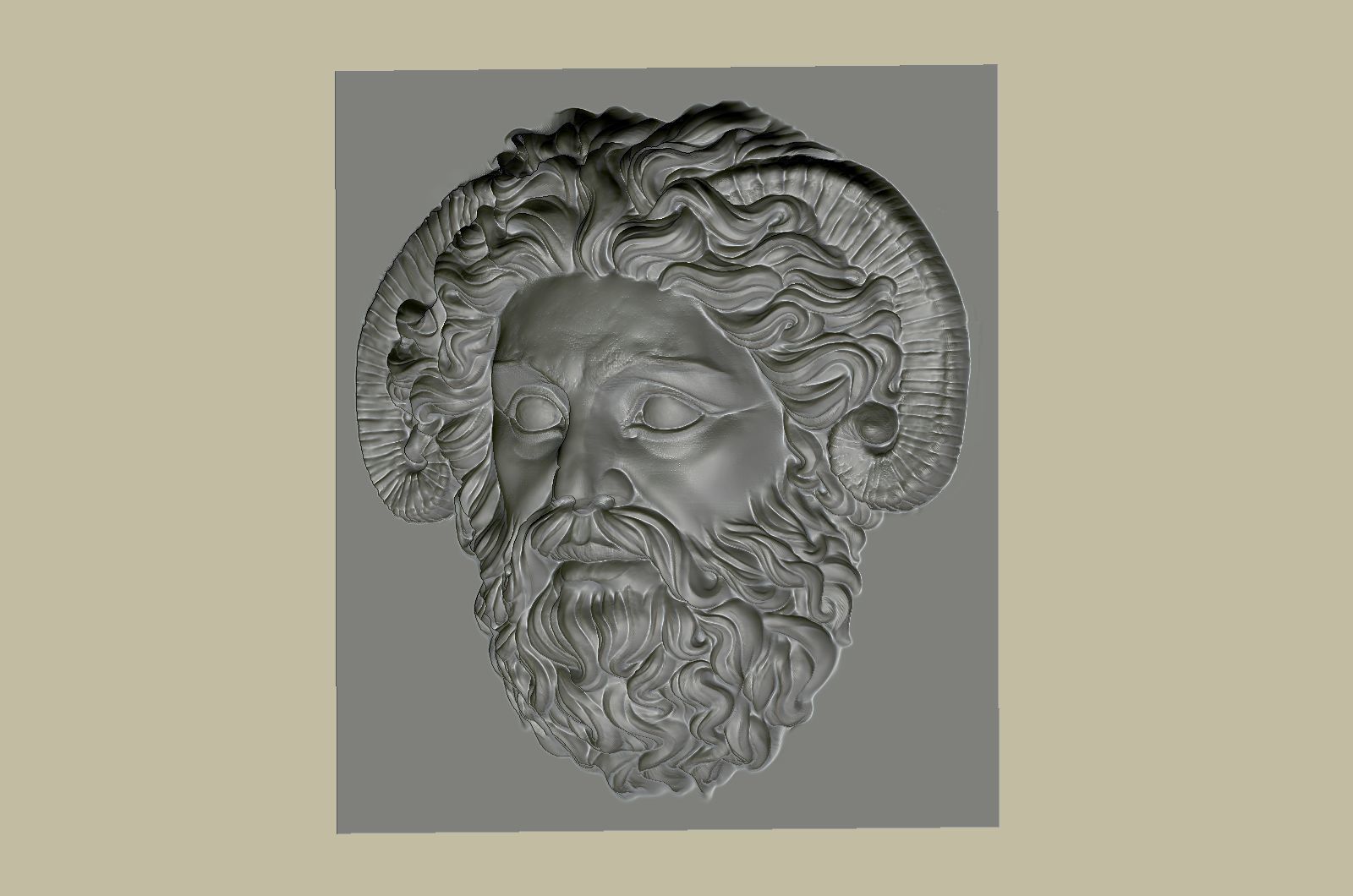 Roman Greek Zeus Sculptural wall relief plaque 3D print model_31