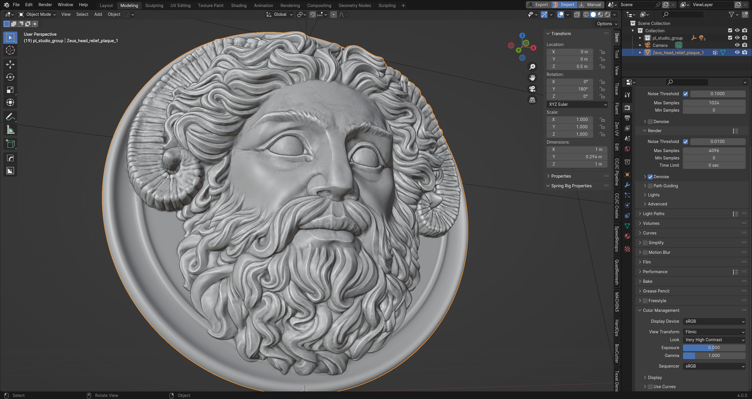 Roman Greek Zeus Sculptural wall relief plaque 3D print model_21
