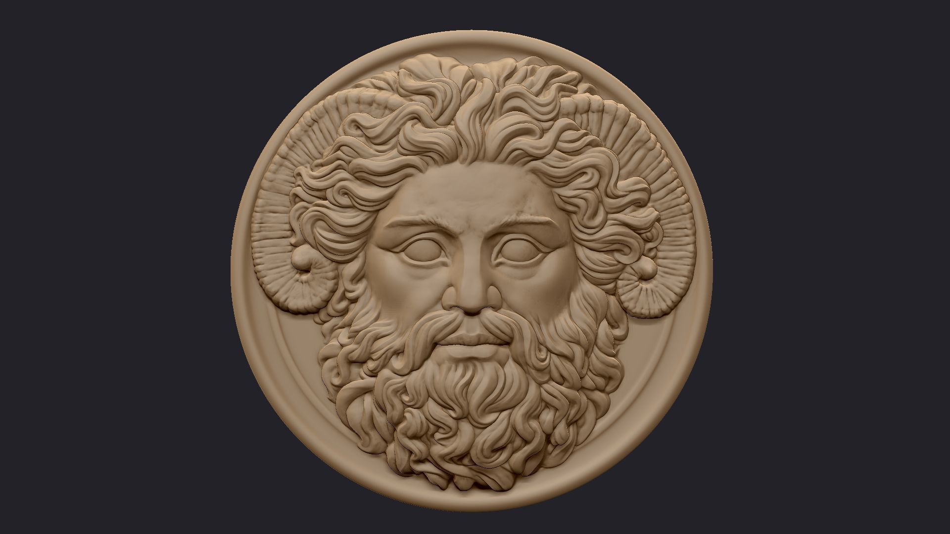 Roman Greek Zeus Sculptural wall relief plaque 3D print model_3
