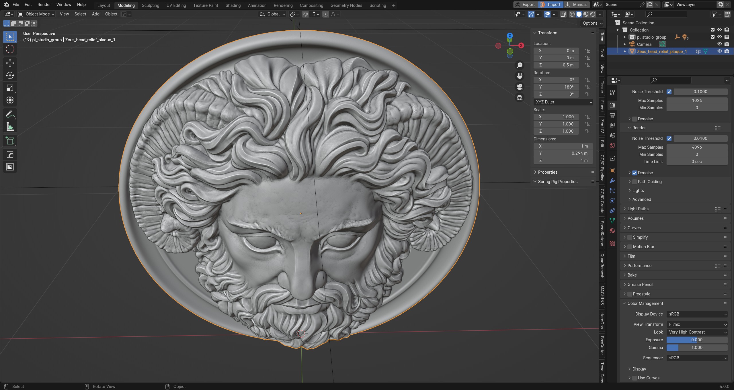 Roman Greek Zeus Sculptural wall relief plaque 3D print model_23